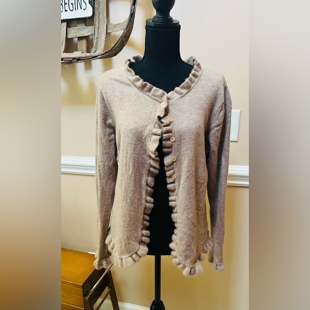 Pure Collection Cashmere Ruffle Edge Cardigan - Picture 2 of 3